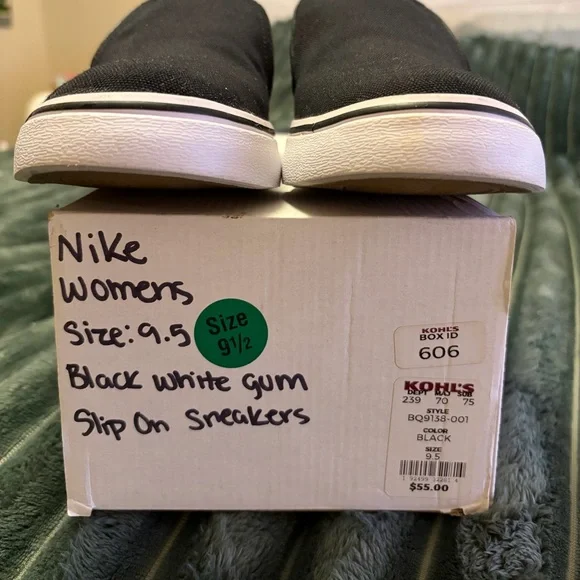 Nike Black and White Slip-On Sneakers - Picture 2 of 4